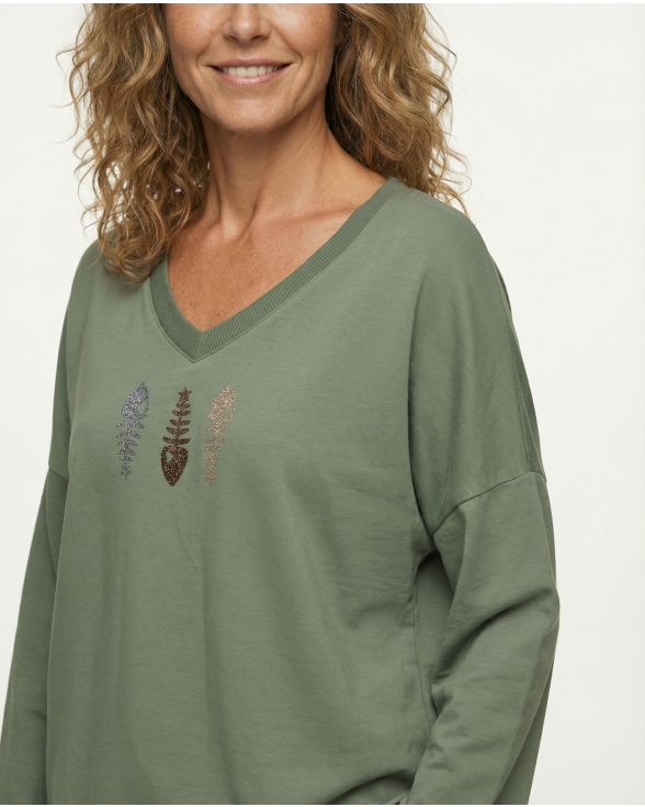 Sweatshirt mit Print in  khaki von  (Bild 4)