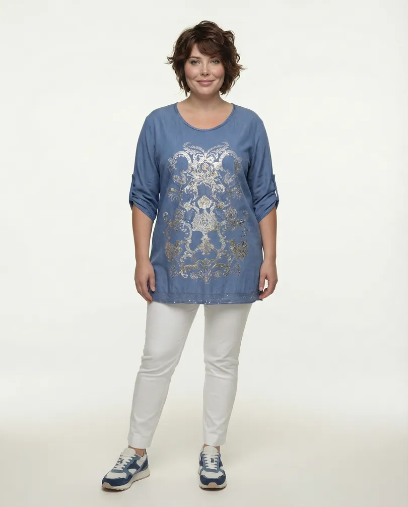 T-Shirt mit Print in  blau von Fashion Line (Bild 1)