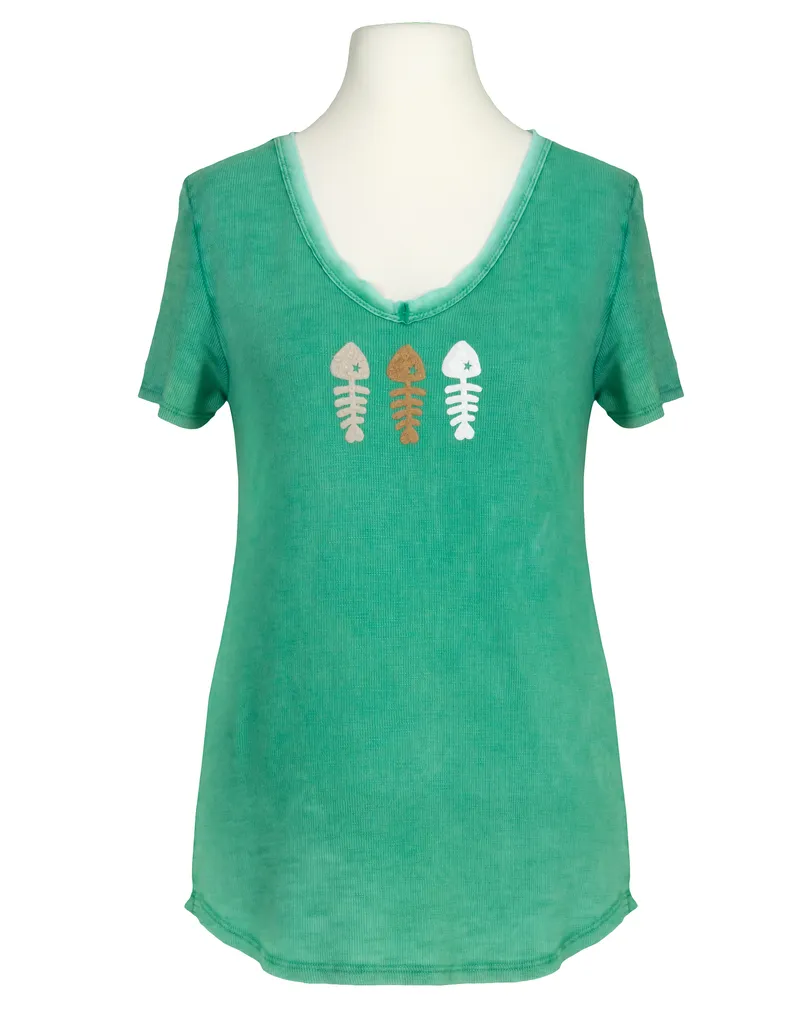 T-Shirt V-Ausschnitt in gr�n von Made in Italy