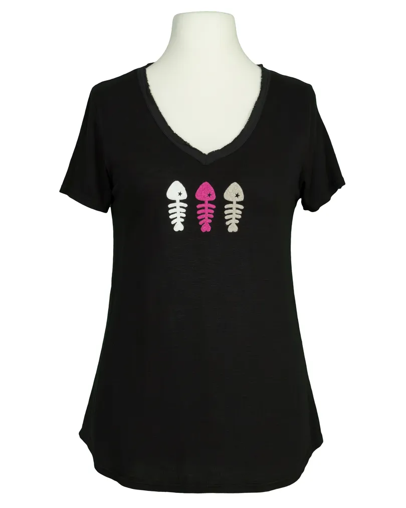T-Shirt V-Ausschnitt in  schwarz von Made in Italy (Bild 1)