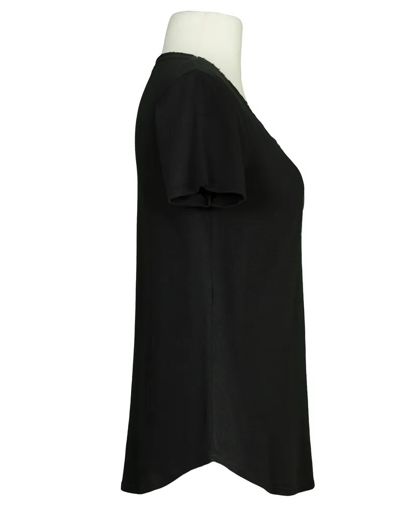 T-Shirt V-Ausschnitt in  schwarz von Made in Italy (Bild 2)