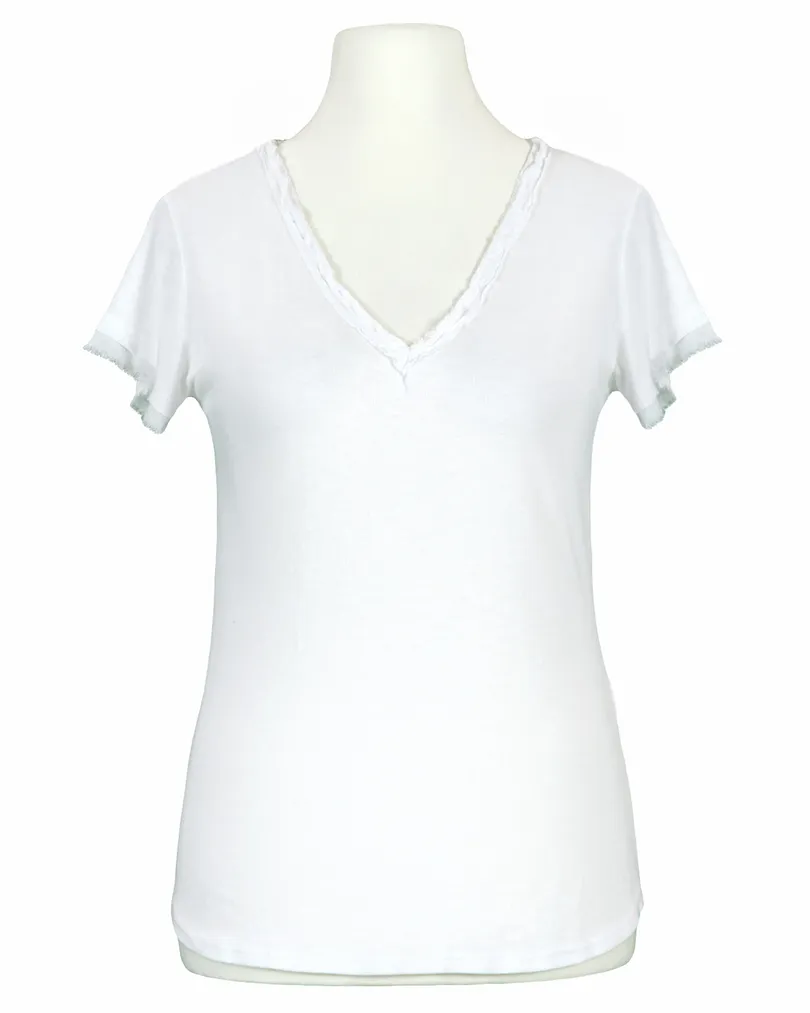 T-Shirt V-Ausschnitt in wei� von Monday Afternoon