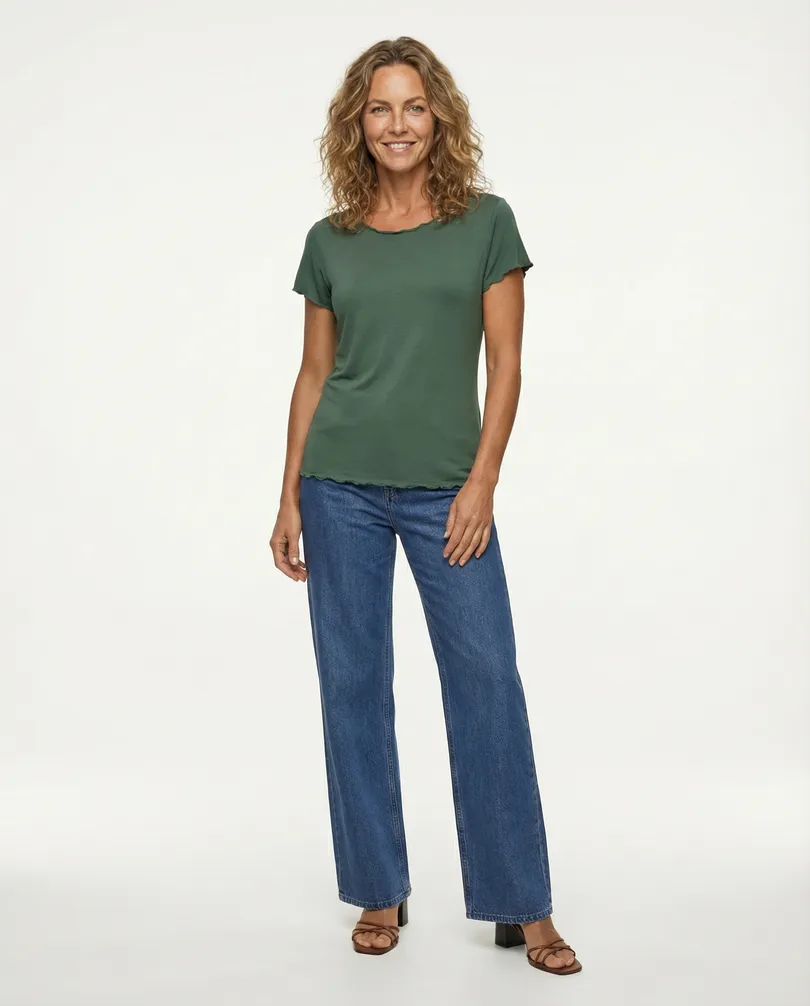 T-Shirt Viskose in  oliv von Made in Italy (Bild 2)