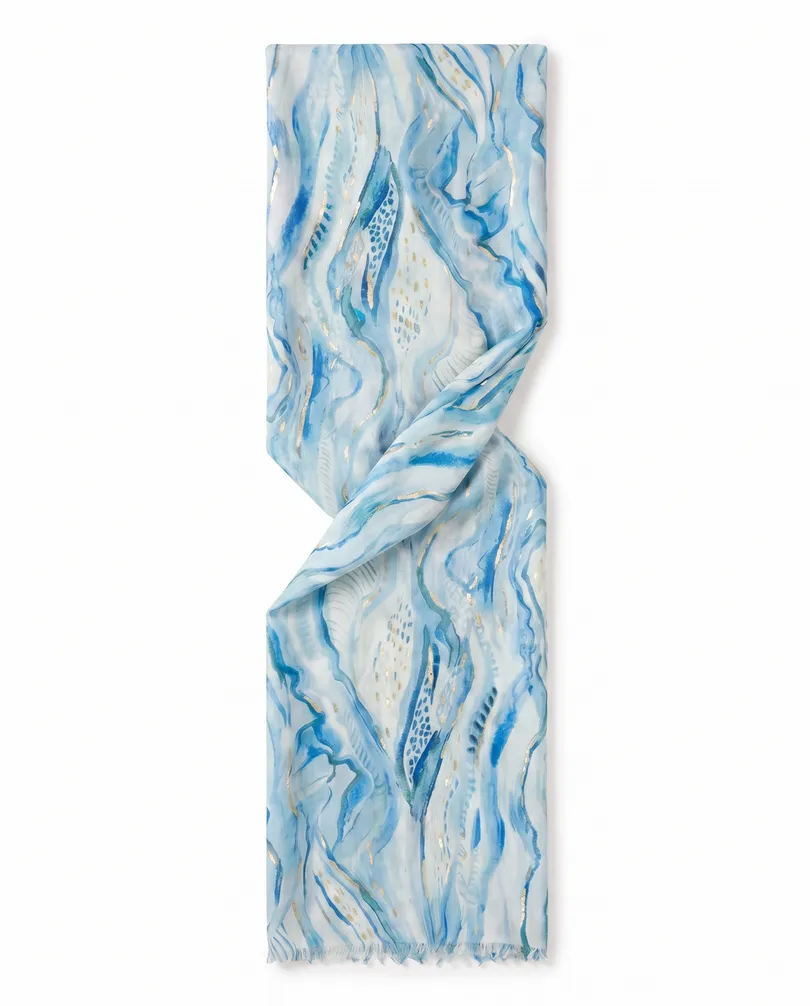 Tuch mit Glanzeffekt in  hellblau von fashion made in italy (Bild 2)