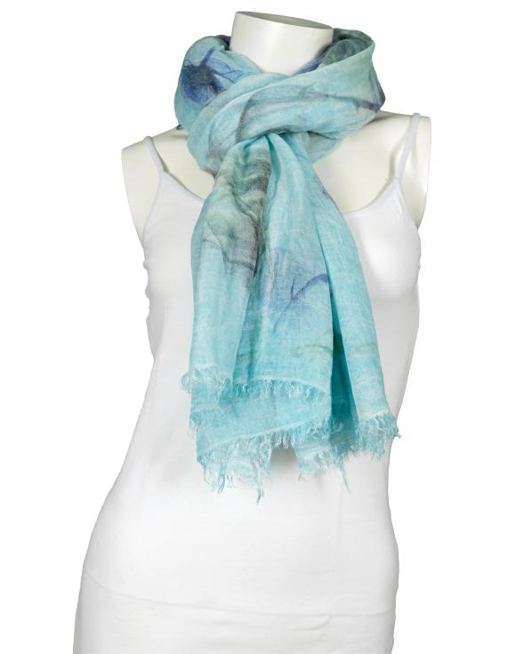 Tuch mit Print Floral in trkis von fashion made in italy