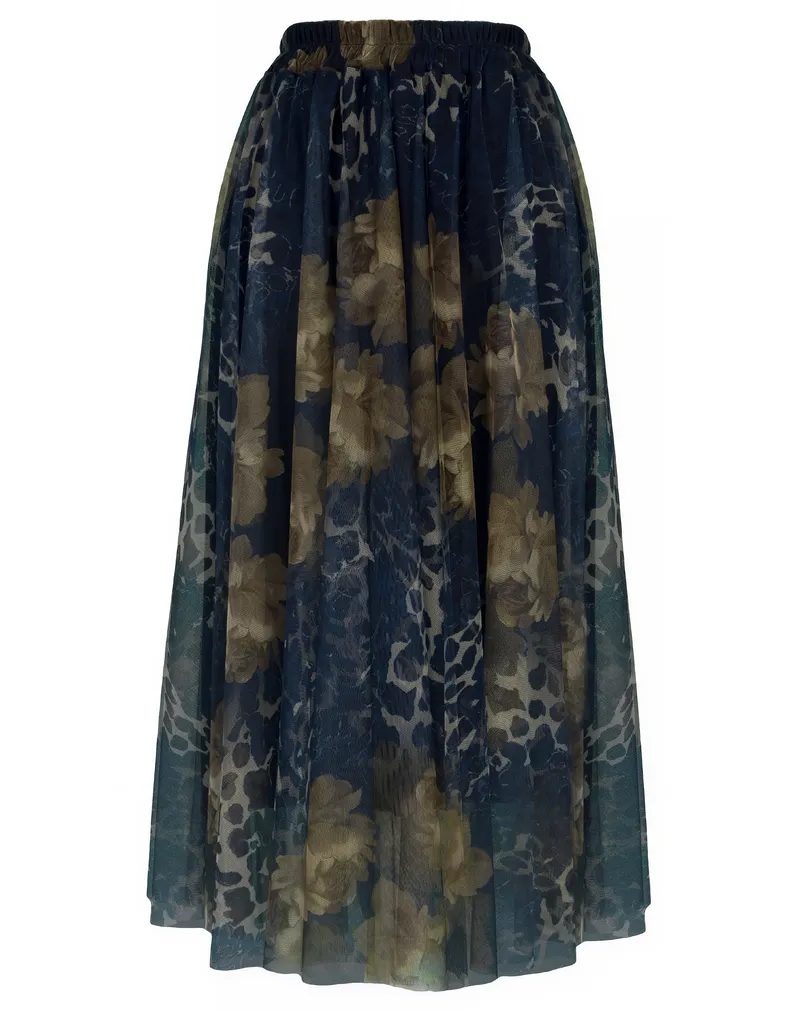 T�llrock Blumen- Leomuster in blau von Made in Italy