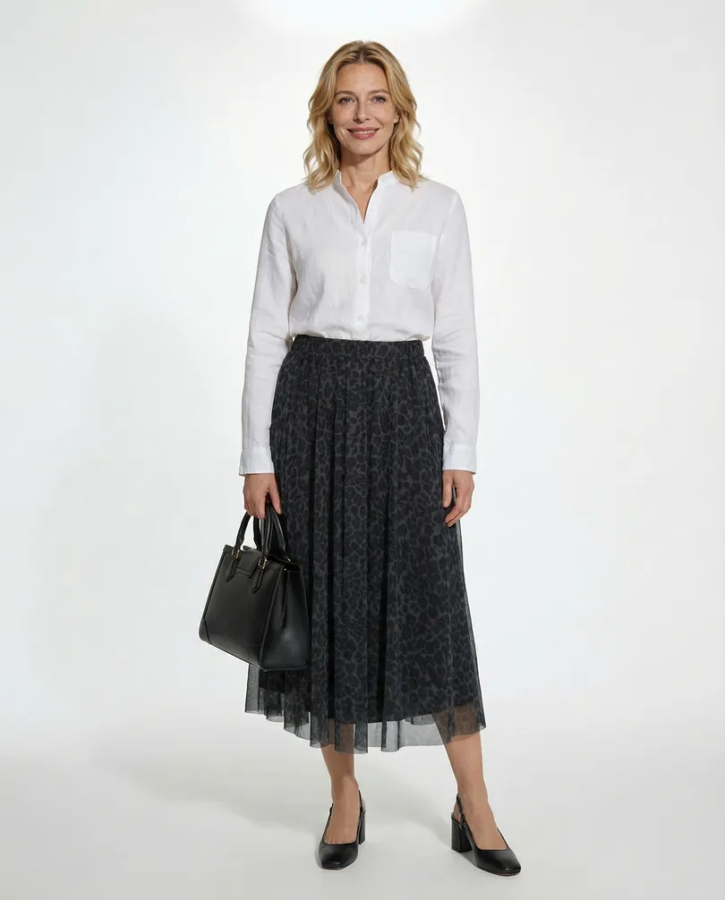 T�llrock Leopardenmuster in  grau von Made in Italy (Bild 2)
