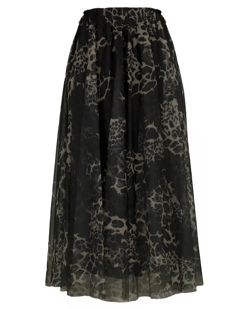 T�llrock mit Leoprint in schwarz von Made in Italy