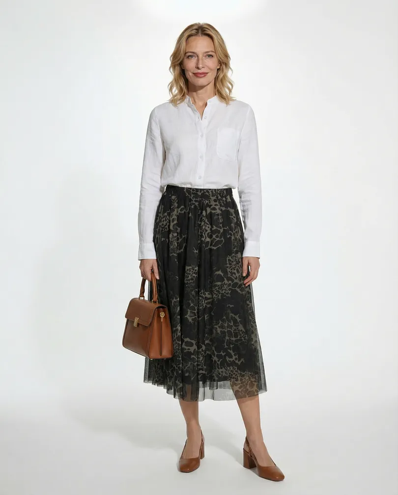 T�llrock mit Leoprint in  schwarz von Made in Italy (Bild 2)