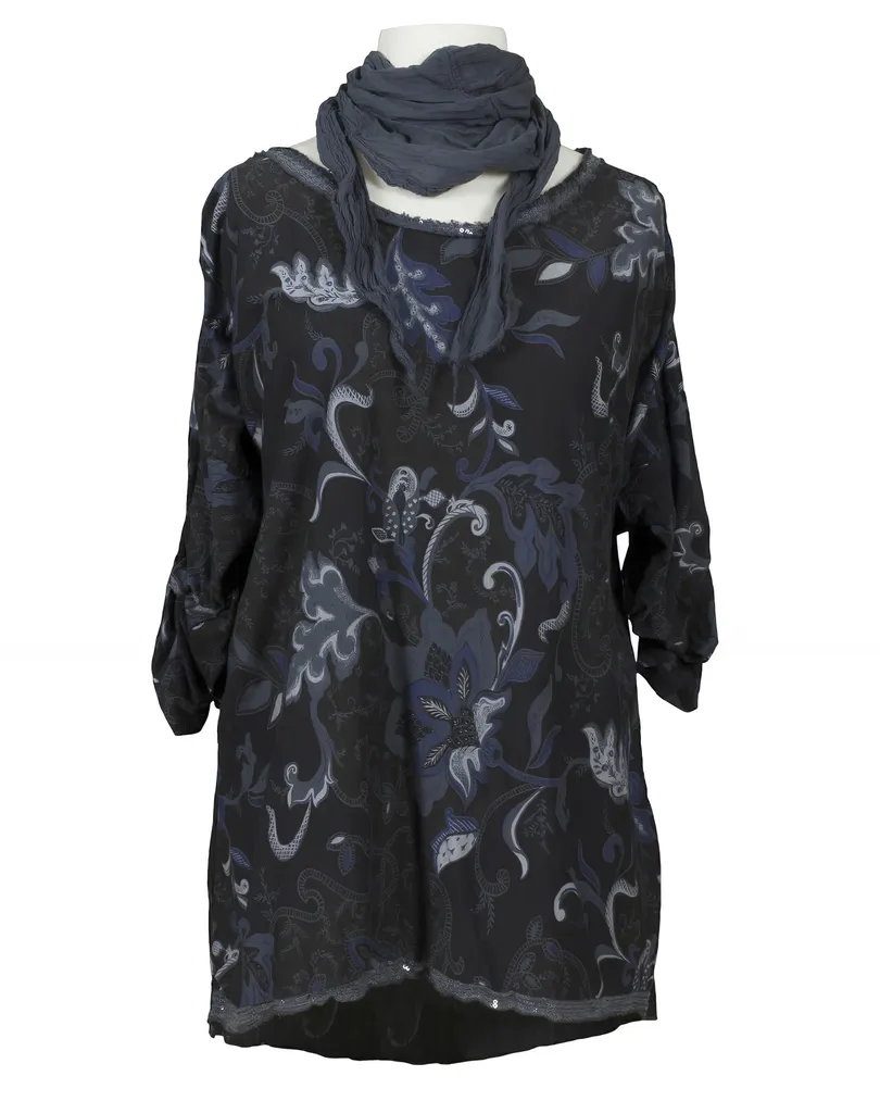 Shirt Floral mit Tuch in  grau von Diana (Bild 1)