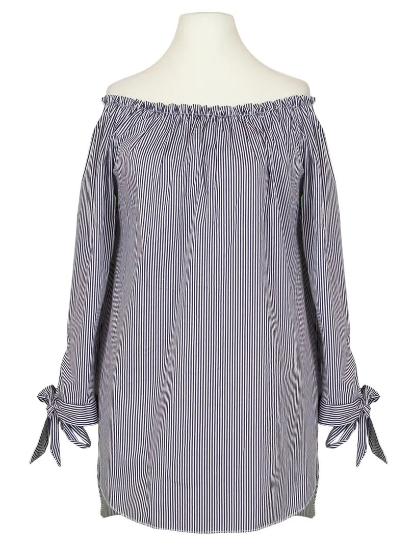 Tunika Bluse Carmen Ausschnitt in  blau von New Collection (Bild 2)