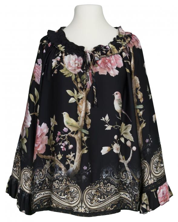 Tunika Bluse Floral in schwarz von Made in Italy