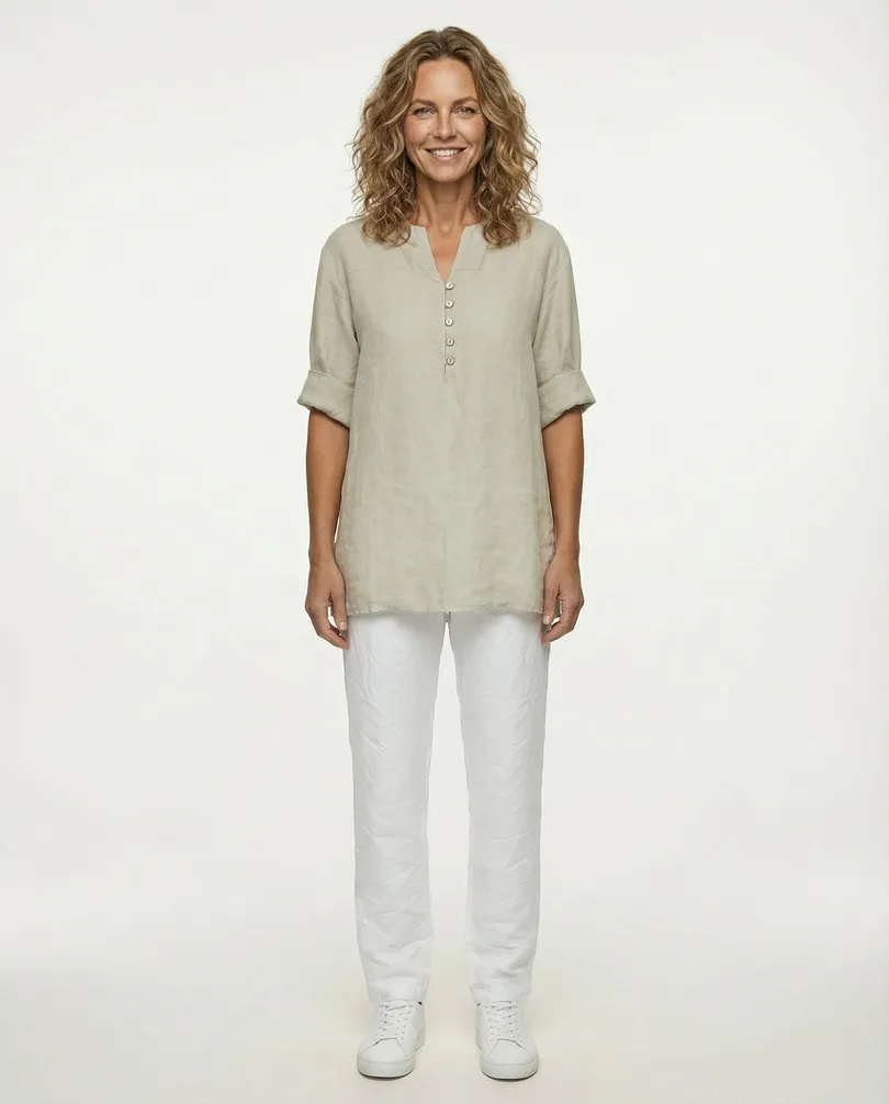 Tunika Bluse Leinen in  beige von Puro Lino (Bild 2)