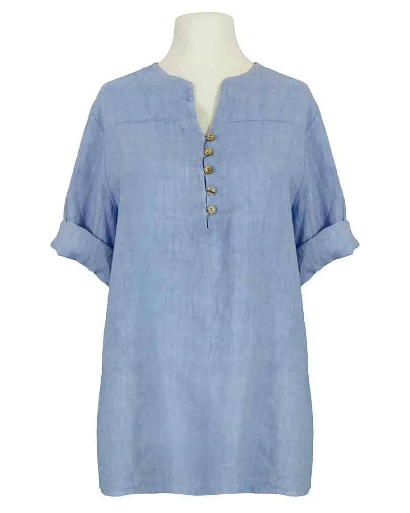 Tunika Bluse Leinen in  hellblau von Puro Lino (Bild 1)