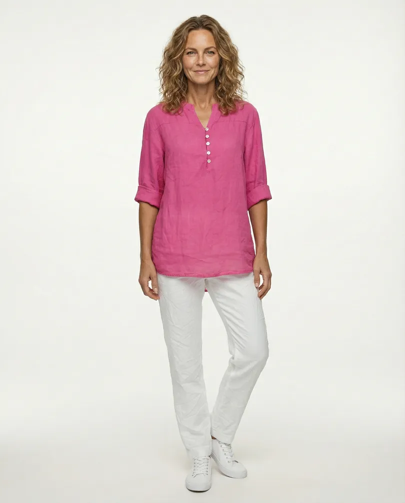Tunika Bluse Leinen in  pink von Puro Lino (Bild 2)