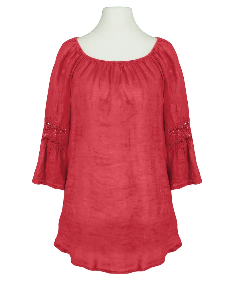 Tunika Bluse Leinen in rot von Pronto Moda