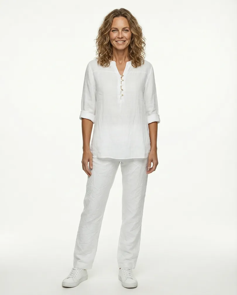 Tunika Bluse Leinen in  wei� von Puro Lino (Bild 2)