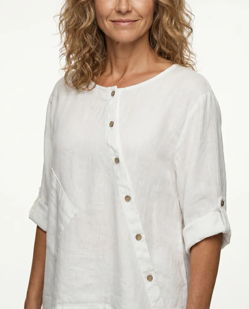 Tunika Bluse Leinen in  wei� von Made in Italy (Bild 5)