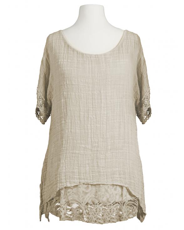 Tunika Bluse mit Seide in  beige von Diana (Bild 1)