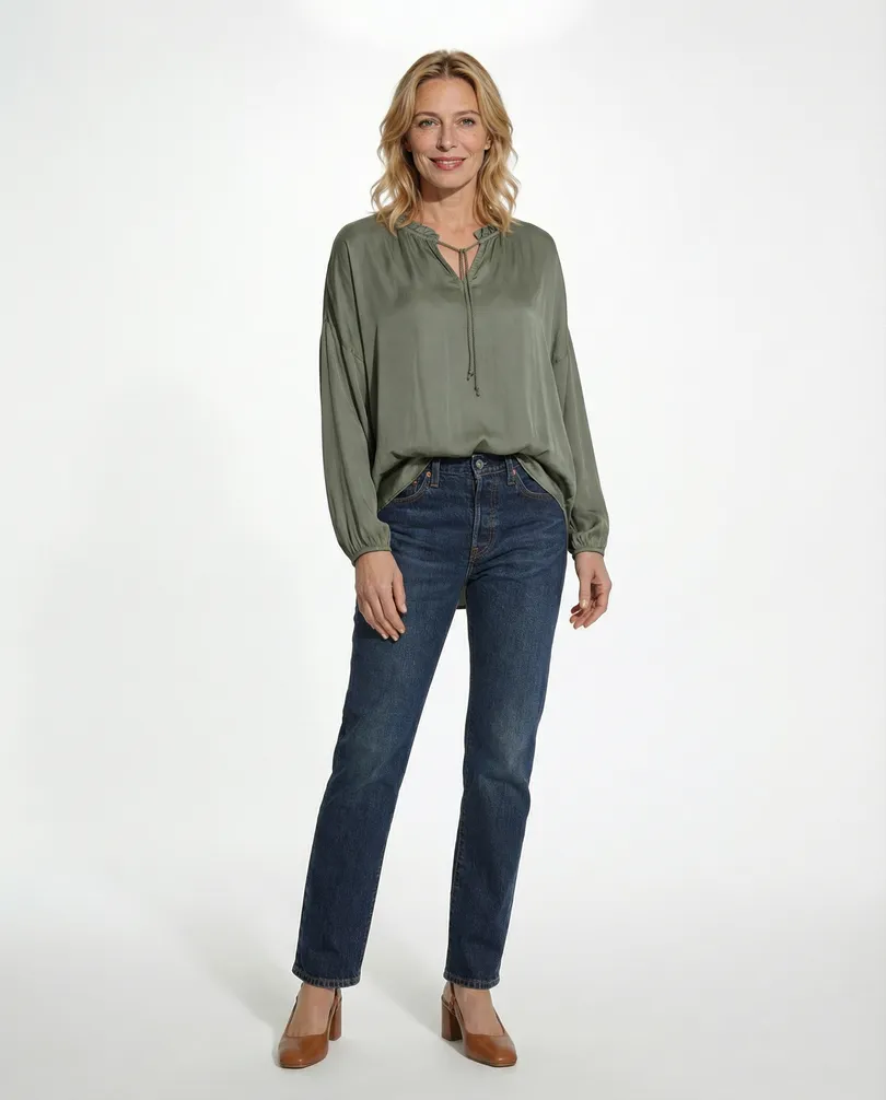 Tunika Bluse mit Seide in  khaki von Selected Touch (Bild 3)