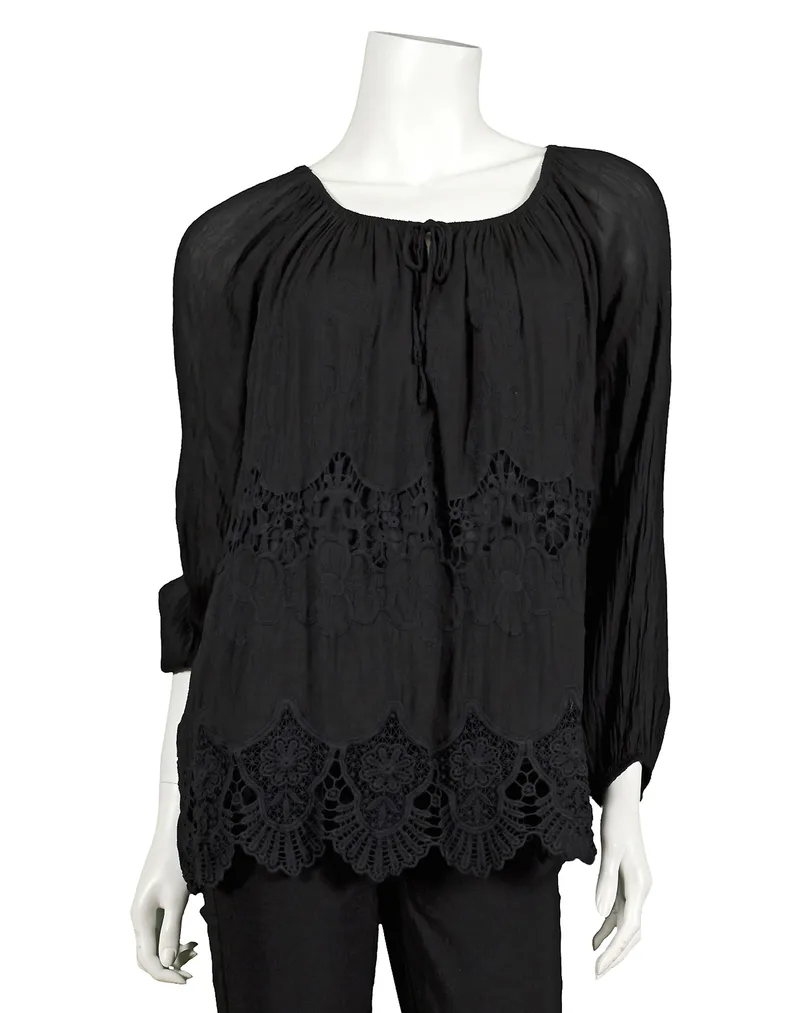Tunika Bluse mit Seide in  schwarz von Montan (Bild 1)