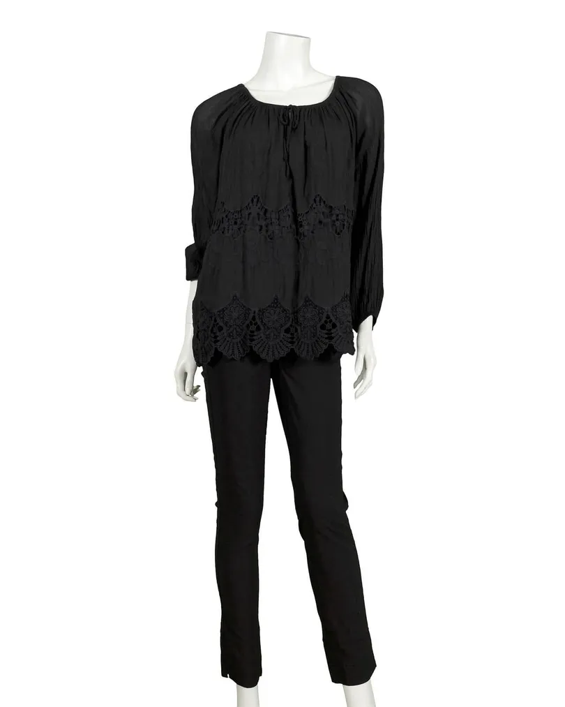 Tunika Bluse mit Seide in  schwarz von Montan (Bild 2)