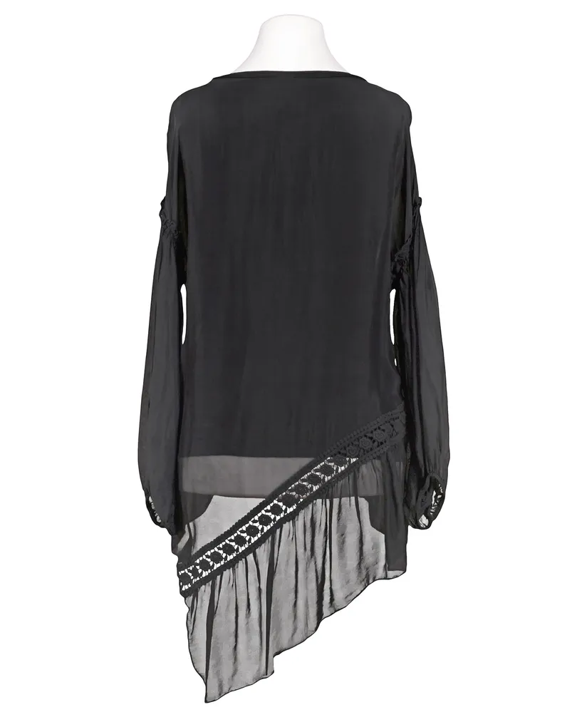 Tunika Bluse mit Seide in  schwarz von Made in Italy (Bild 3)