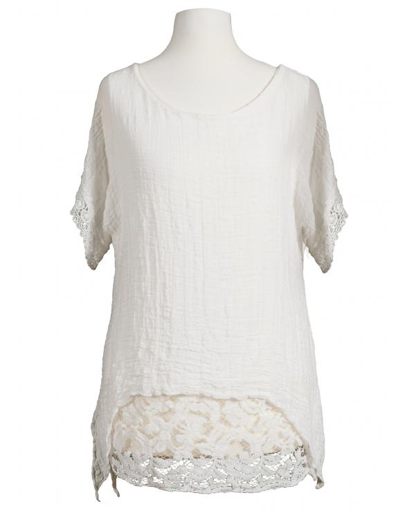 Tunika Bluse mit Seide in weiss von Diana