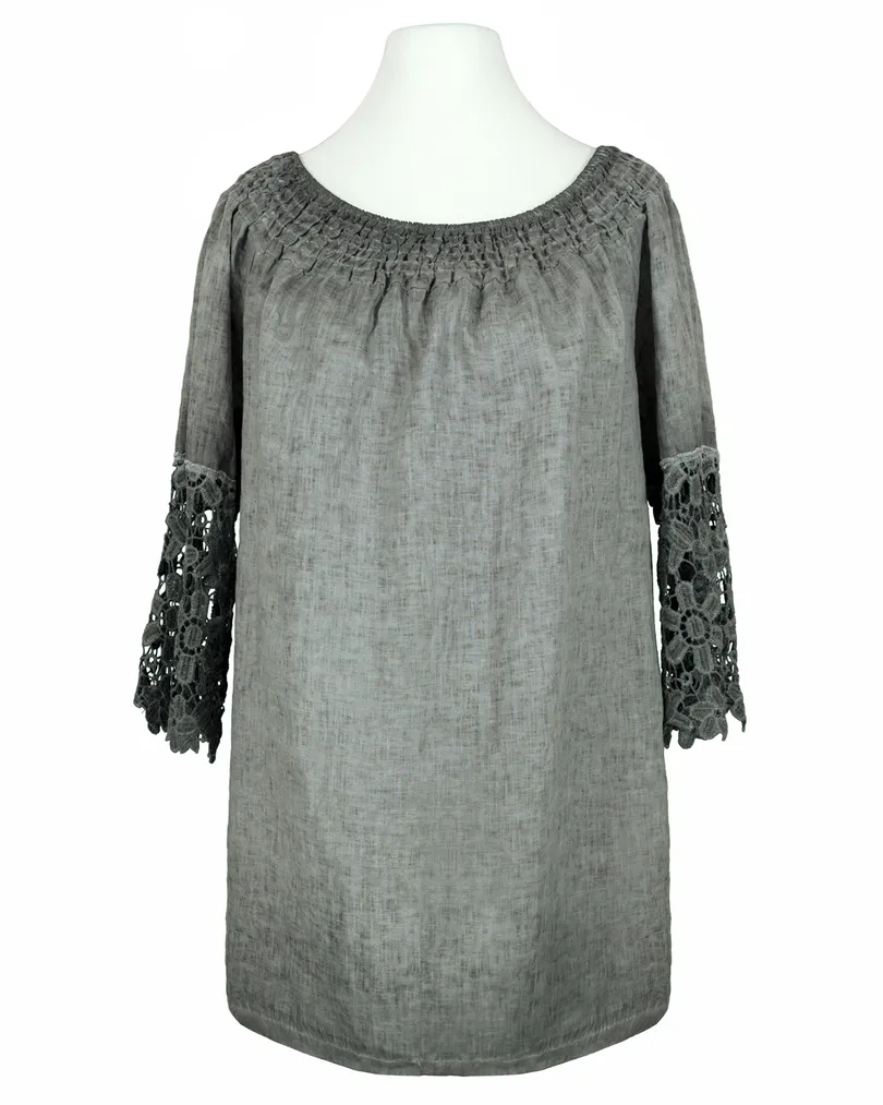 Tunika Bluse mit Spitze in  grau von Diana (Bild 1)