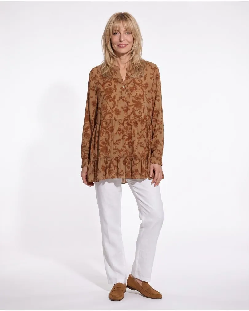 Tunika Bluse Ornamentprint in  camel von New Collection (Bild 3)