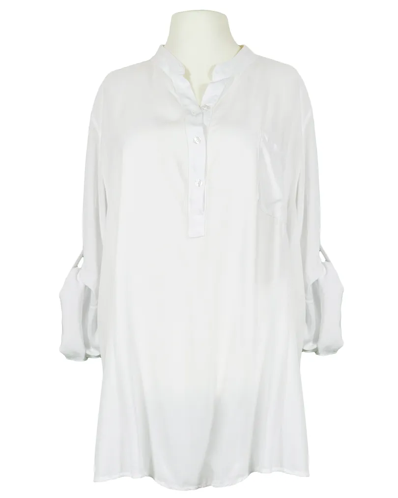 Tunika Bluse Stehkragen in  wei� von Made in Italy (Bild 1)