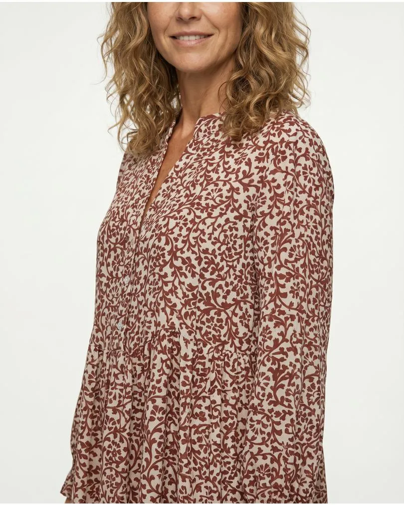 Tunika Kleid Blumenmuster in  bordeaux von Made in Italy (Bild 5)