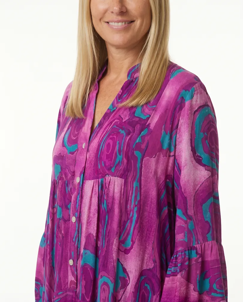 Tunika Kleid Floral in  violett von H. Trend (Bild 4)