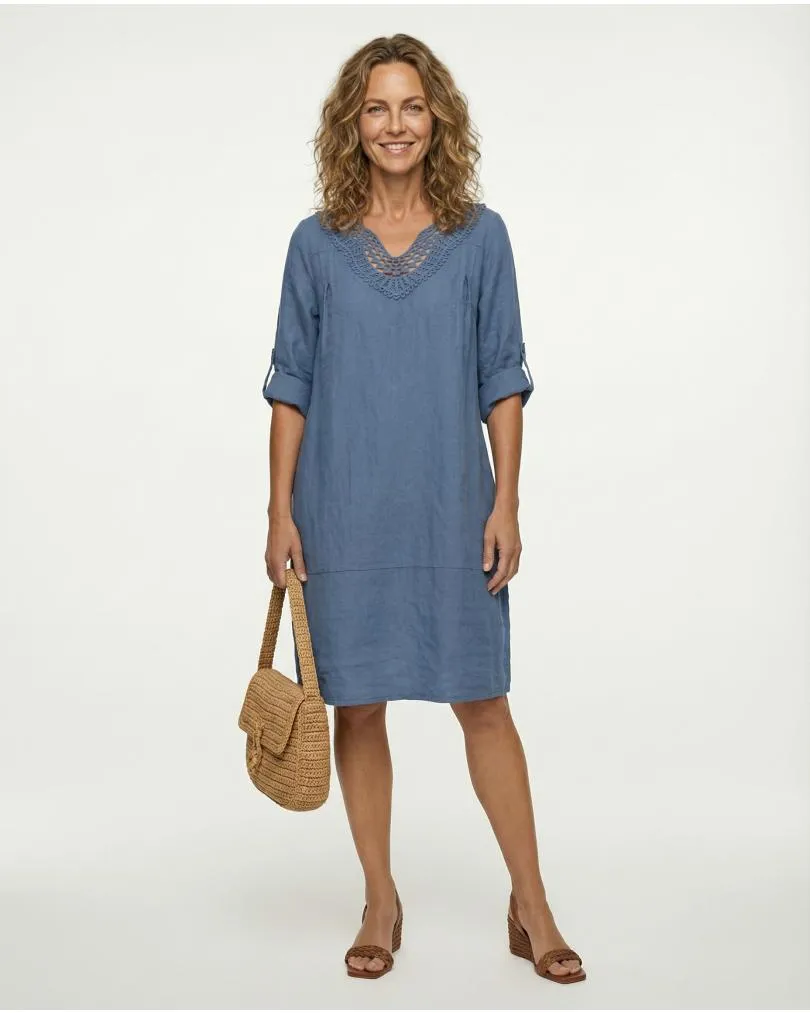 Tunika Kleid Leinen in  blau von Diana (Bild 3)