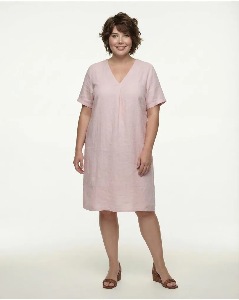 Tunika Kleid Leinen in  rosa von Made in Italy (Bild 2)