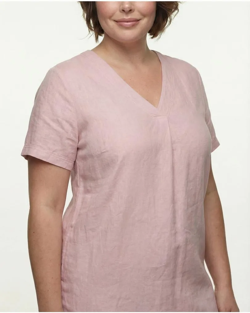 Tunika Kleid Leinen in  rosa von Made in Italy (Bild 3)