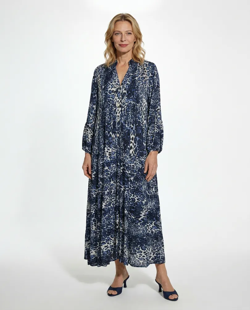 Tunika Kleid Leoprint in  blau von H. Trend (Bild 4)