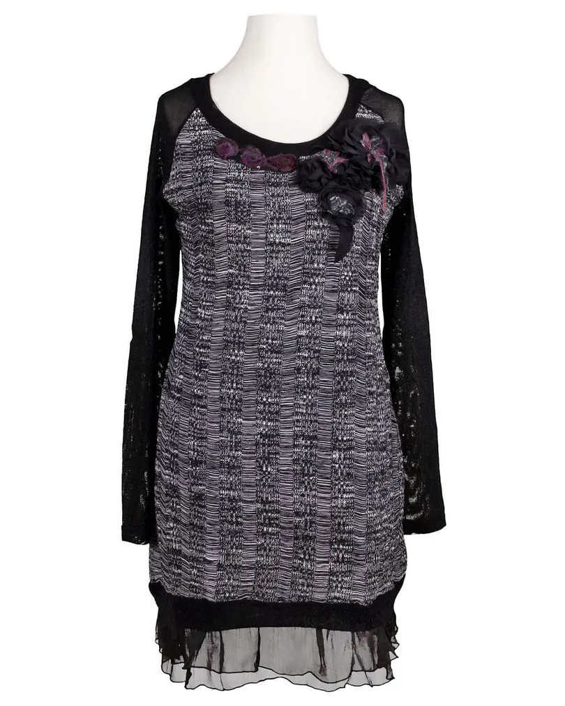 Stricktunika mit Chiffon in  schwarz von Exquisss Paris (Bild 1)