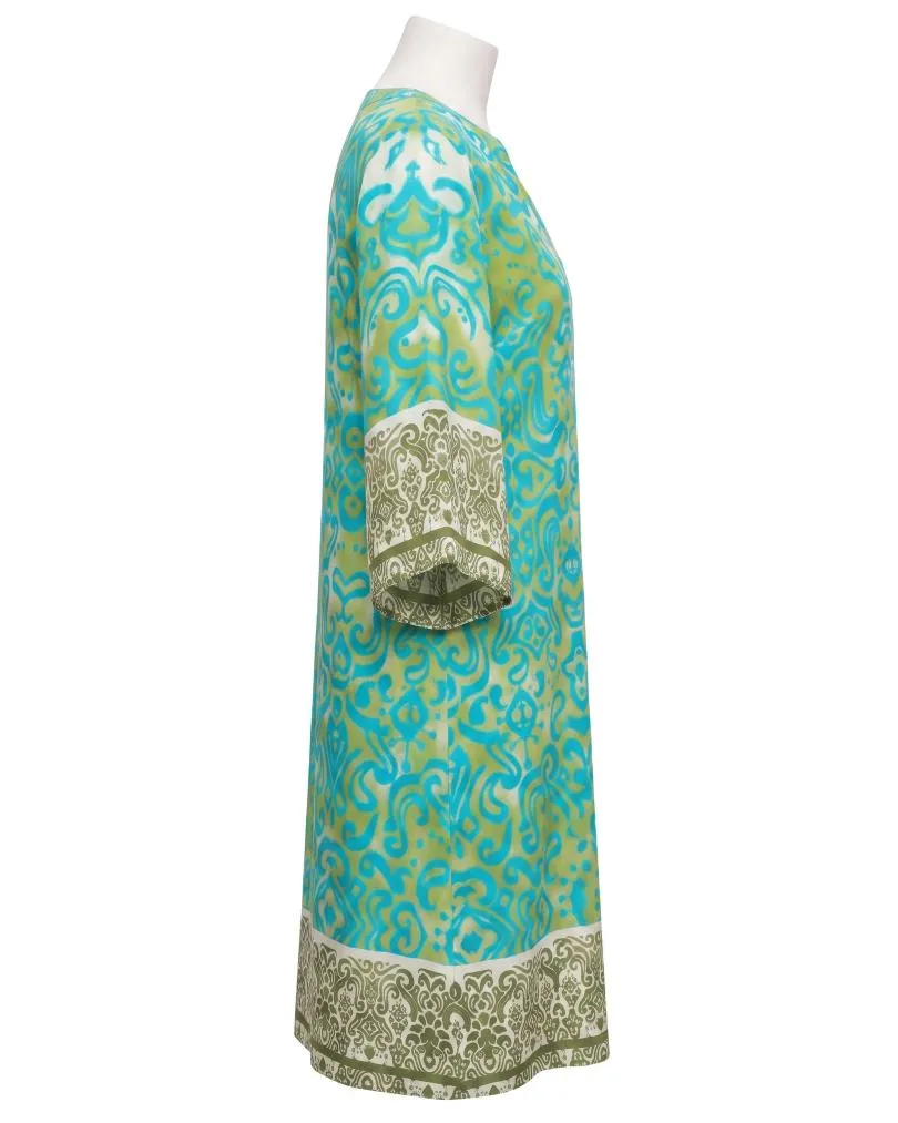 Tunika Kleid Ornamentmuster in  t�rkis-oliv von Sarah (Bild 2)