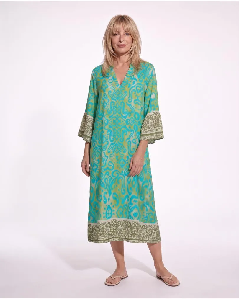 Tunika Kleid Ornamentmuster in  t�rkis-oliv von Sarah (Bild 3)