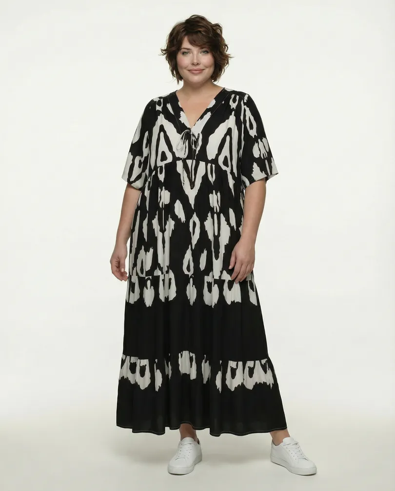 Tunika Kleid Print in  schwarz von Vincenzo Allocca (Bild 2)
