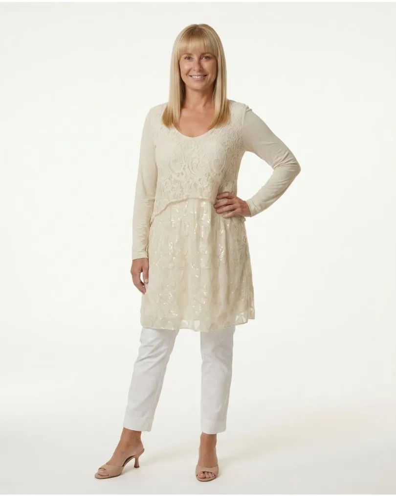 Tunika Kleid Spitze in  creme von Spaziodonna (Bild 2)