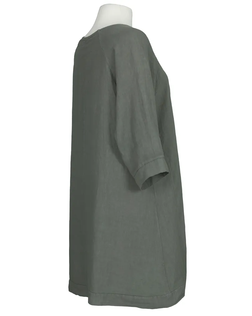 Tunika Leinen A-Linie in  khaki von Puro Lino (Bild 2)