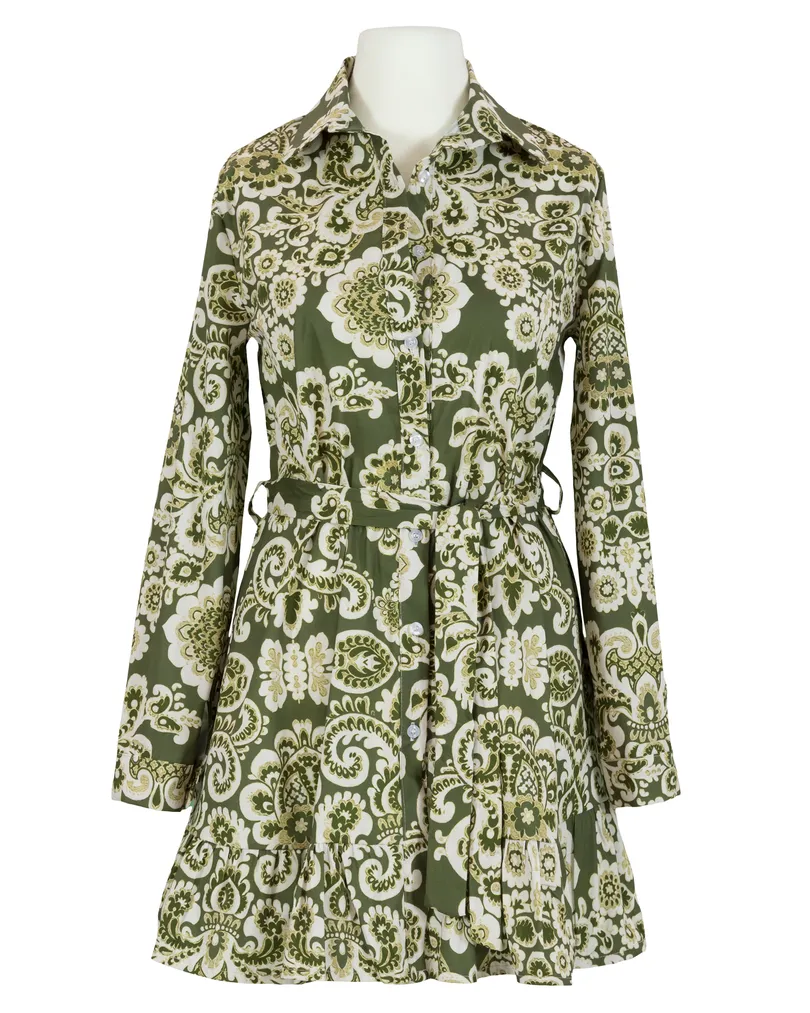 Tunika mit floralem Muster in khaki von Made in Italy