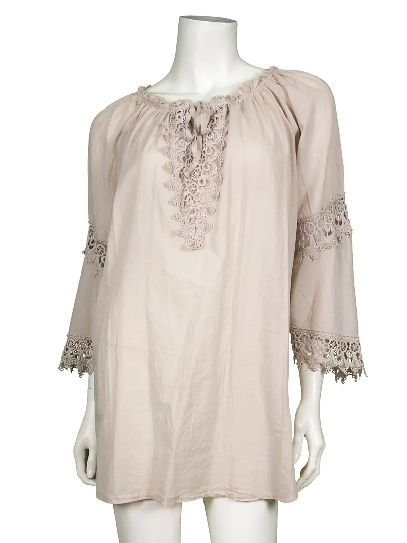 Tunika Bluse mit H�kelspitze in  beige von Be Charnelle (Bild 1)