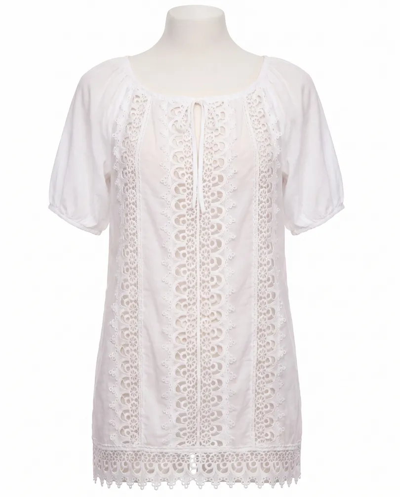 Bluse mit H�kelspitze in  wei� von Montan (Bild 1)