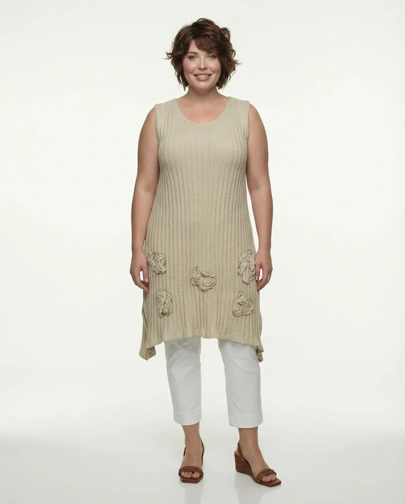 Tunika mit Leinen in  beige von Vincenzo Allocca (Bild 3)