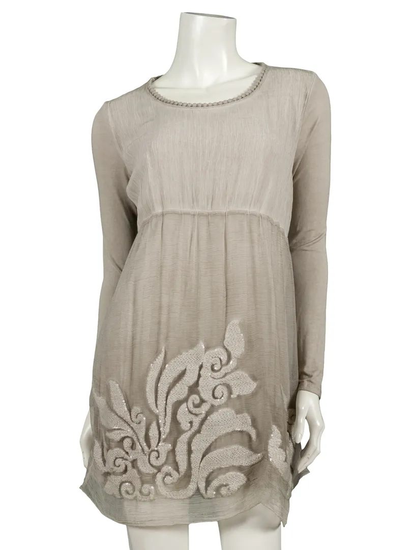 Tunika mit Ornamentstickerei in  beige von Diana (Bild 1)