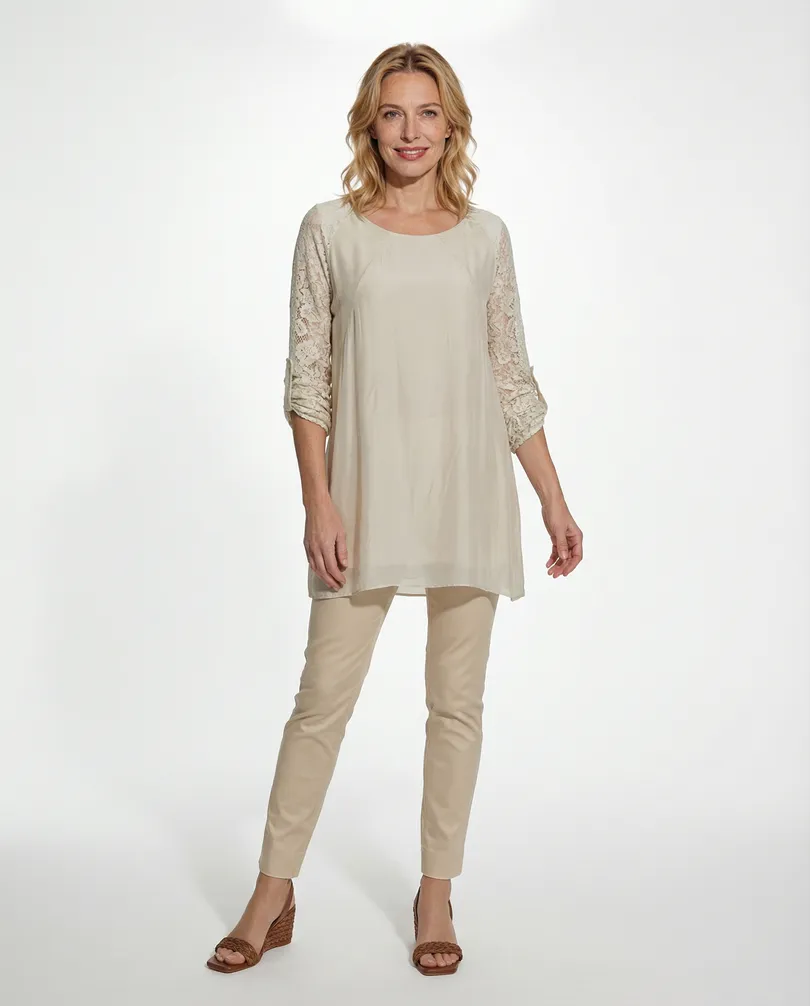 Tunika mit Seide in  beige von Spaziodonna (Bild 2)