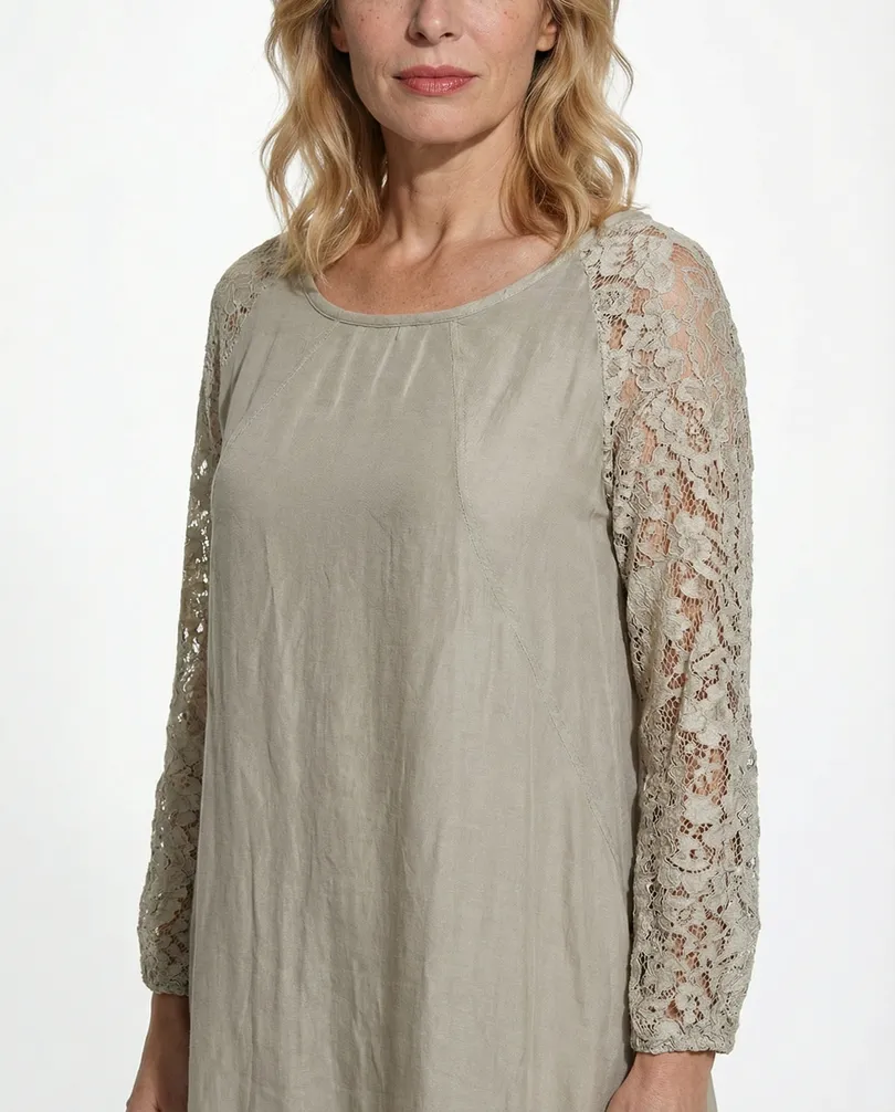 Tunika mit Seide in  taupe von Spaziodonna (Bild 3)